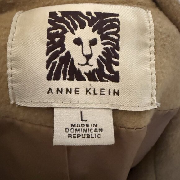 Anne Klein Womens Wool Blend Camel Coat With Button Closure Size L - Picture 4 of 16